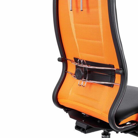 Кресло компьютерное МЕТТА &quot;ErgoLife&quot; 10 B2-160D, 2D-подголовник, экокожа/сетка, черное/оранжевое