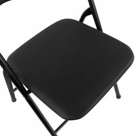 Стул складной BRABIX &quot;Golf CF-007&quot;, черный каркас, кожзам черный, В КОРОБЕ, 533024