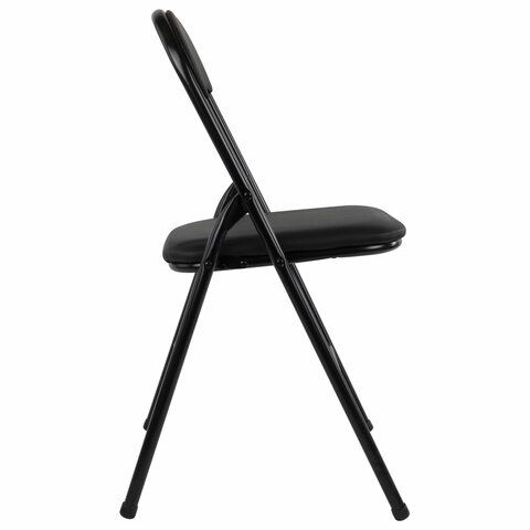 Стул складной BRABIX &quot;Golf CF-007&quot;, черный каркас, кожзам черный, В КОРОБЕ, 533024