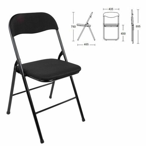 Стул складной BRABIX &quot;Golf CF-007&quot;, черный каркас, черная ткань, В КОРОБЕ, 533025