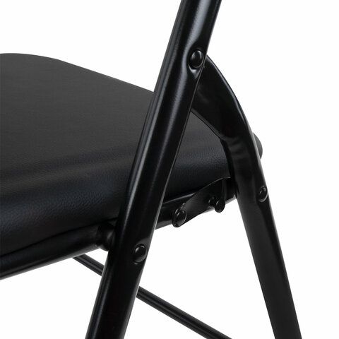 Стулья складные BRABIX &quot;Golf CF-007&quot;, КОМПЛЕКТ 2шт., черный каркас, кожзам черный, 533029