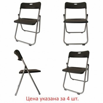 Стулья складные BRABIX "Golf Lite CF-017", КОМПЛЕКТ 4шт., серебристый каркас, пластик, чёрный, 533034