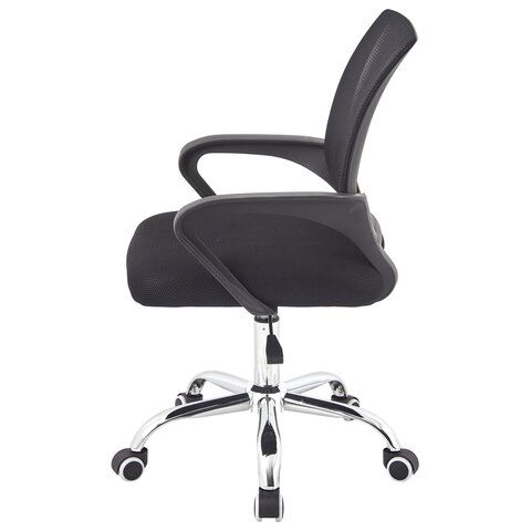 Кресло CROMEX Hit CH-695, ХРОМ, с подлокотниками, сетка, черное, ткань TW, 533066