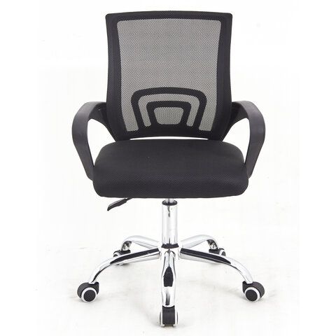 Кресло CROMEX Hit CH-695, ХРОМ, с подлокотниками, сетка, черное, ткань TW, 533066