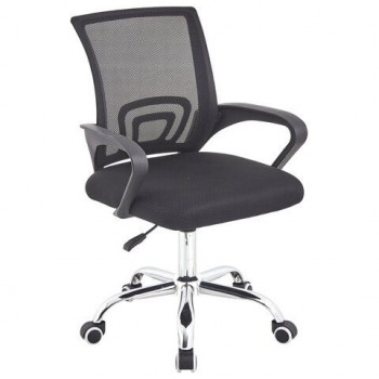 Кресло CROMEX Hit CH-695, ХРОМ, с подлокотниками, сетка, черное, ткань TW, 533066