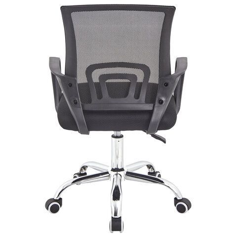 Кресло CROMEX Hit CH-695, ХРОМ, с подлокотниками, сетка, черное, ткань TW, 533066