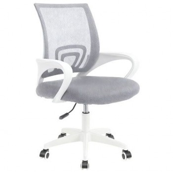 Кресло CROMEX Hit CH-695W, с подлокотниками, пластик белый, сетка, серое, ткань TW, 533067