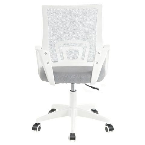 Кресло CROMEX Hit CH-695W, с подлокотниками, пластик белый, сетка, серое, ткань TW, 533067