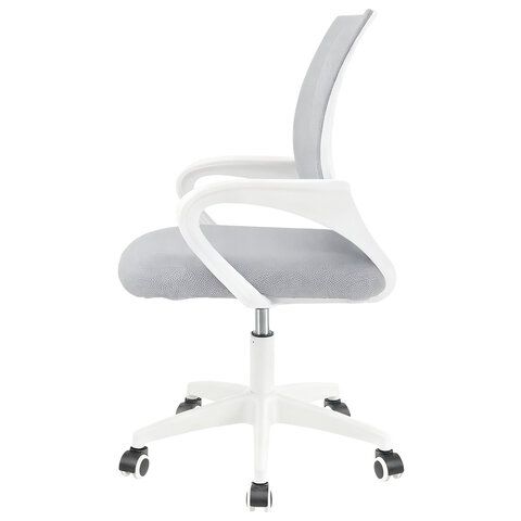 Кресло CROMEX Hit CH-695W, с подлокотниками, пластик белый, сетка, серое, ткань TW, 533067