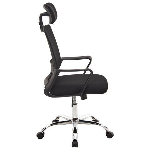 Кресло CROMEX Debut CH-697, ХРОМ, с подлокотниками, мех. качания, сетка, черное, ткань, 533068