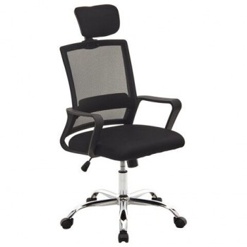 Кресло CROMEX Debut CH-697, ХРОМ, с подлокотниками, мех. качания, сетка, черное, ткань, 533068