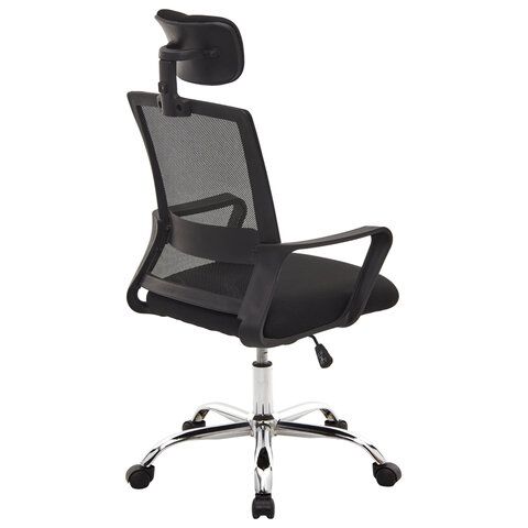 Кресло CROMEX Debut CH-697, ХРОМ, с подлокотниками, мех. качания, сетка, черное, ткань, 533068