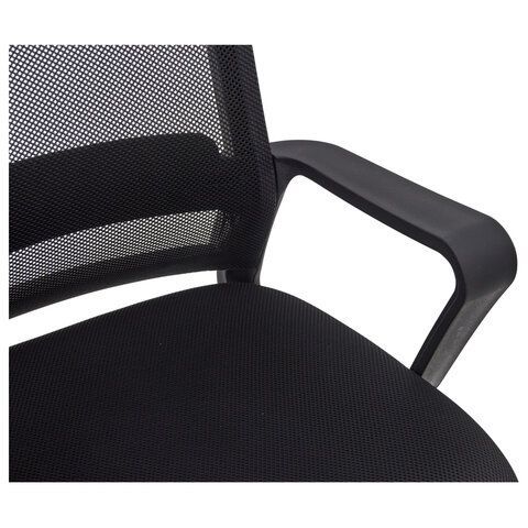Кресло CROMEX Debut CH-697, ХРОМ, с подлокотниками, мех. качания, сетка, черное, ткань, 533068