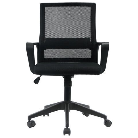 Кресло CROMEX Basic CH-698, с подлокотниками, мех. качания, сетка, черное, ткань TW, 533069