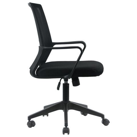 Кресло CROMEX Basic CH-698, с подлокотниками, мех. качания, сетка, черное, ткань TW, 533069