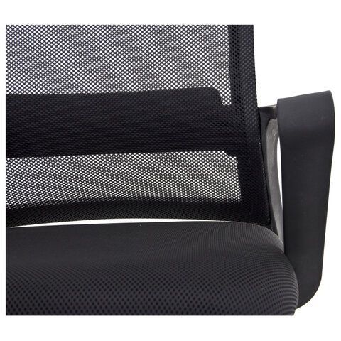 Кресло CROMEX Basic CH-698, с подлокотниками, мех. качания, сетка, черное, ткань TW, 533069