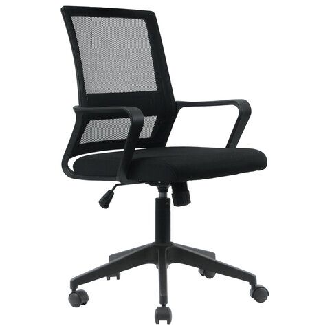 Кресло CROMEX Basic CH-698, с подлокотниками, мех. качания, сетка, черное, ткань TW, 533069