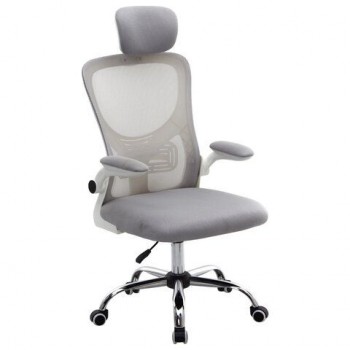 Кресло CROMEX Dynamic CH-699, откидные подлокотники, пластик белый, сетка, серое, TW, 533070