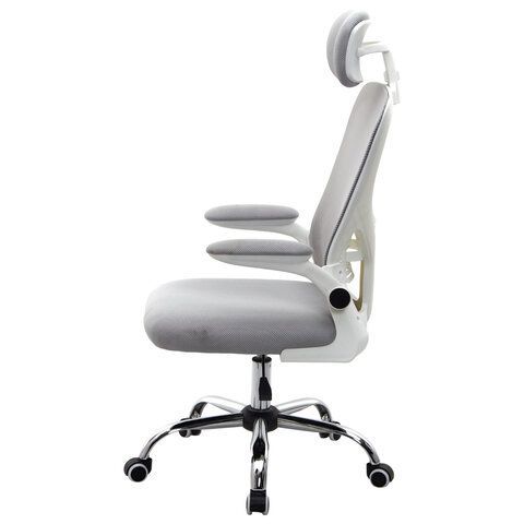 Кресло CROMEX Dynamic CH-699, откидные подлокотники, пластик белый, сетка, серое, TW, 533070