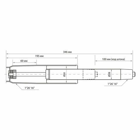 Газлифт B-100 короткий, черный, длина в открытом виде 346 мм., d50 мм., класс 2, WBZ, 533071