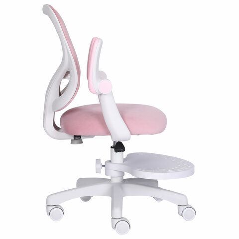 Кресло детское с подставкой для ног BRABIX &quot;Sky MG-206&quot;, велюр, розовое, 533154