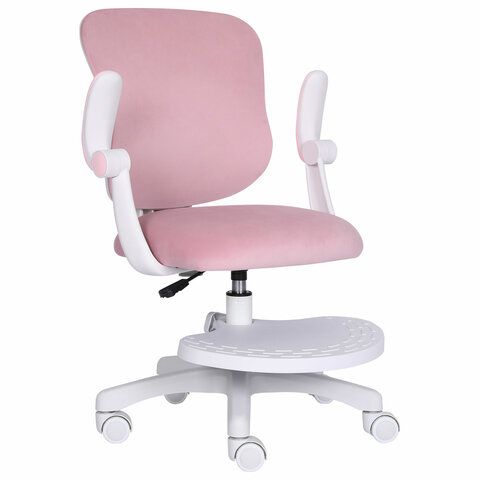 Кресло детское с подставкой для ног BRABIX &quot;Sky MG-206&quot;, велюр, розовое, 533154