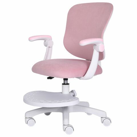 Кресло детское с подставкой для ног BRABIX &quot;Sky MG-206&quot;, велюр, розовое, 533154