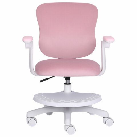 Кресло детское с подставкой для ног BRABIX &quot;Sky MG-206&quot;, велюр, розовое, 533154