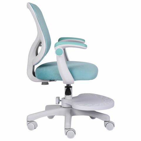 Кресло детское с подставкой для ног BRABIX &quot;Sky MG-206&quot;, велюр, голубое, 533155