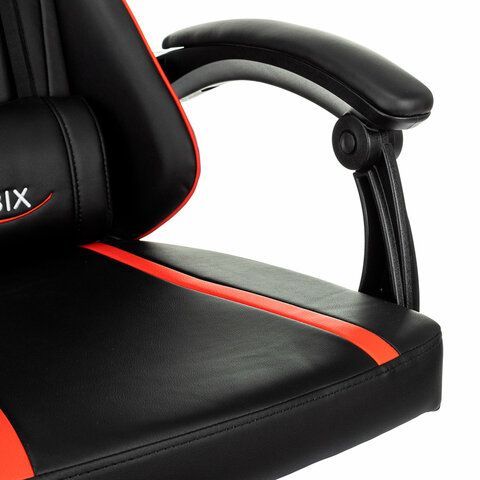Кресло компьютерное BRABIX &quot;Shooter GM-123&quot;, 2 подушки, экокожа, черное/красное, 533190