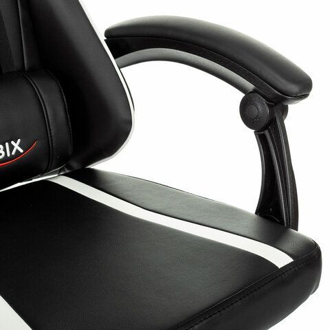 Кресло компьютерное BRABIX &quot;Shooter GM-123&quot;, 2 подушки, экокожа, черное/белое, 533191
