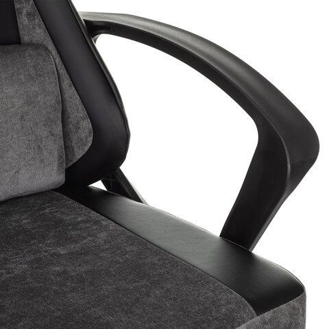 Кресло компьютерное BRABIX ''Forcer GM-127'', 2 подушки, экокожа/велюр, черное/серое, 533216