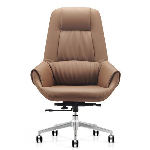 Кресло HAWASAN PREMIUM EX-810, алюминий, экокожа, коричневое, 533236