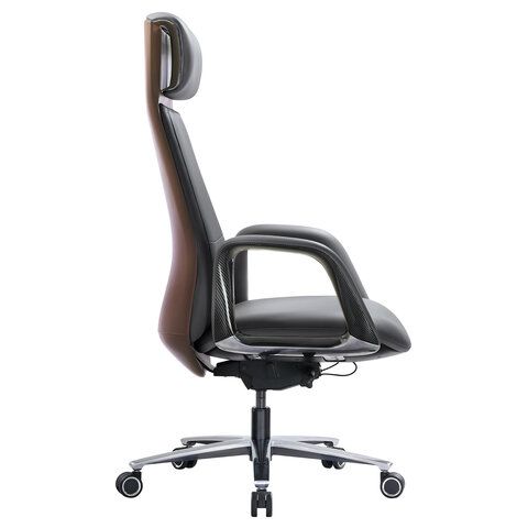 Кресло HAWASAN PREMIUM EX-820, синхромеханизм, слайдер, экокожа, графит/коричневое, 533238