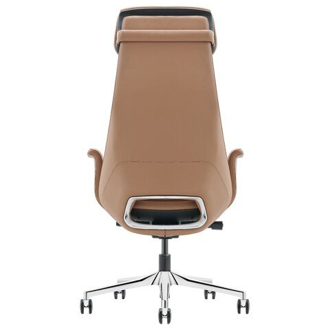 Кресло HAWASAN PREMIUM EX-840 STELLAR, синхромеханизм, алюминий, экокожа, коричневое, 533242