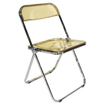 Стул складной прозрачный янтарный BRABIX "Glam CF-020", хромированный каркас, пластик, 533246
