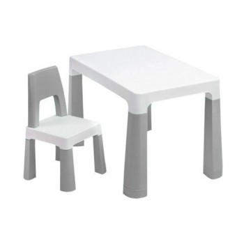 Стол детский + стул BRABIX KIDS CS-003, 2-7 лет, пластик белый + серый, 533292