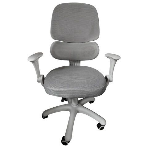 Кресло детское с поясничной поддержкой BRABIX KIDS "MG-225", сетка/ткань TW, серое, 533318