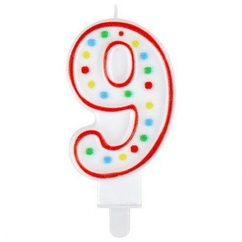 Свеча-цифра для торта "9" ДВУСТОРОННЯЯ с конфетти, 8,5 см, ЗОЛОТАЯ СКАЗКА 4 шт., держатель, блистер, 591402