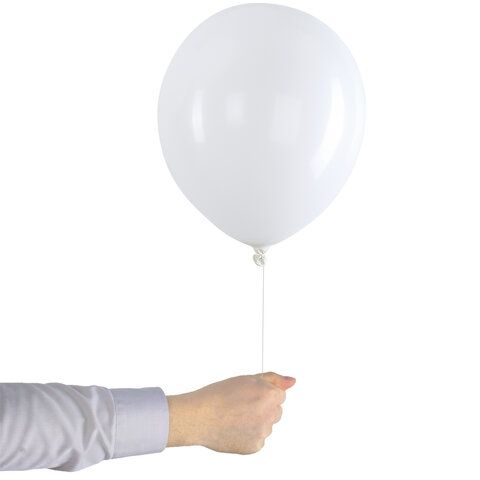 Шары воздушные 30 см, 100 штук, &quot;ОДНОЦВЕТНЫЕ&quot;, белые, BRAUBERG KIDS, 591875