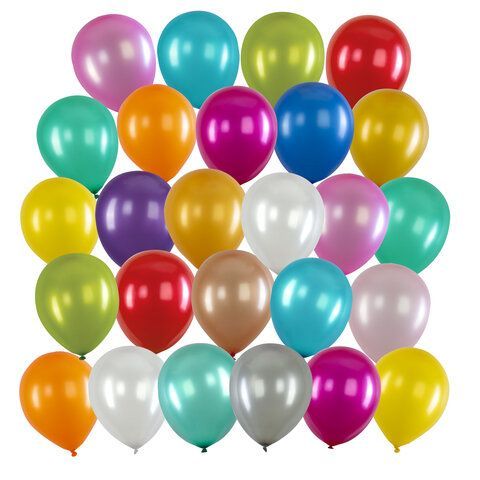 Шары воздушные 30 см, 100 штук, &quot;МЕТАЛЛИК&quot;, ассорти, BRAUBERG KIDS, 591878