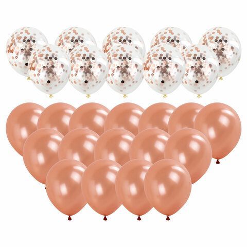 Шары воздушные НАБОР ДЛЯ ДЕКОРА &quot;Happy Birthday&quot;, 43 шара, розовое золото, BRAUBERG KIDS, 591899