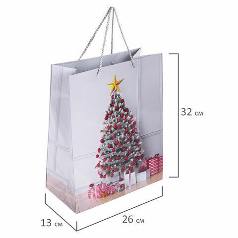 Пакет подарочный НАБОР 4 штуки, новогодний, 26x13x32 см, &quot;Collection Large&quot;, ЗОЛОТАЯ СКАЗКА, 591954