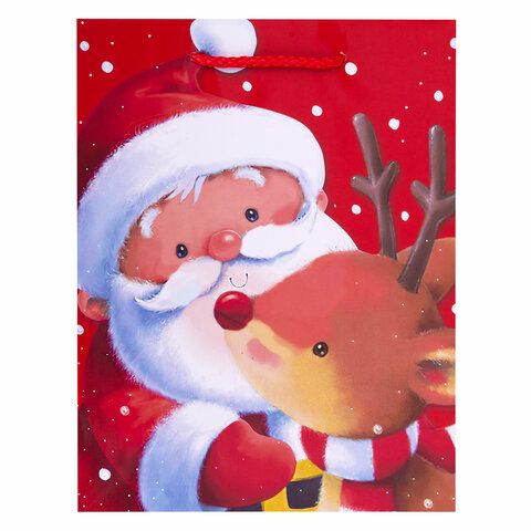 Пакет подарочный НАБОР 4 штуки, новогодний, 18х10х23 см, &quot;Christmas Animals&quot;, ЗОЛОТАЯ СКАЗКА, 591956