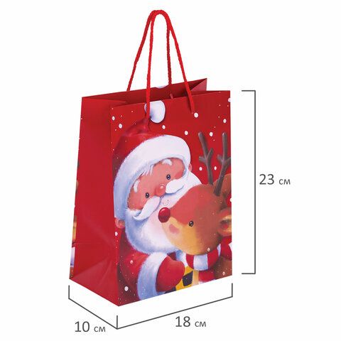Пакет подарочный НАБОР 4 штуки, новогодний, 18х10х23 см, &quot;Christmas Animals&quot;, ЗОЛОТАЯ СКАЗКА, 591956