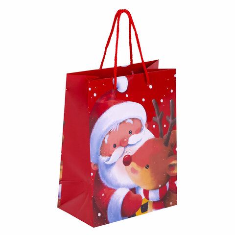 Пакет подарочный НАБОР 4 штуки, новогодний, 18х10х23 см, &quot;Christmas Animals&quot;, ЗОЛОТАЯ СКАЗКА, 591956