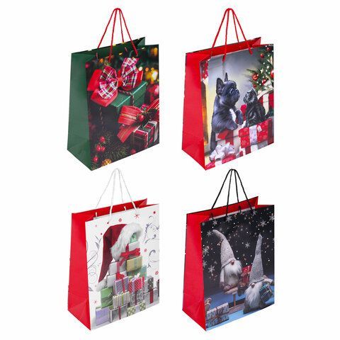 Пакет подарочный НАБОР 4 штуки, новогодний, 26x13x32 см, &quot;Winter Set&quot;, ЗОЛОТАЯ СКАЗКА, 591958