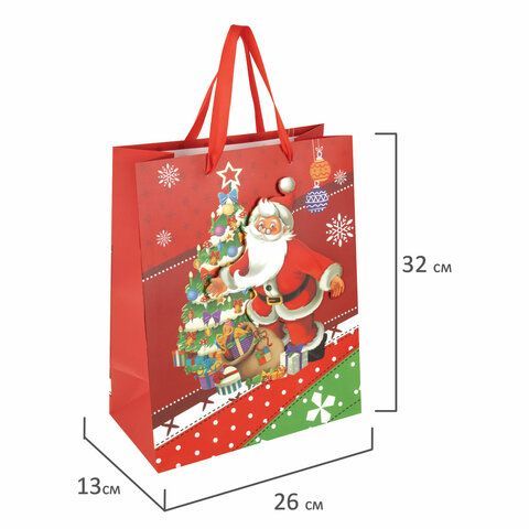 Пакет подарочный НАБОР 4 штуки новогодний 26x32x13 см, &quot;3D Large&quot;, ЗОЛОТАЯ СКАЗКА, 592120