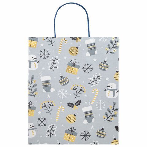 Пакет подарочный НАБОР 4 штуки новогодний 26x32x13 см, &quot;Kraft Large&quot;, ЗОЛОТАЯ СКАЗКА, 592133
