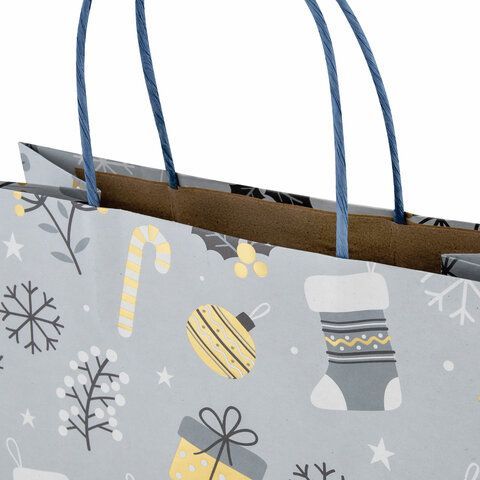 Пакет подарочный НАБОР 4 штуки новогодний 26x32x13 см, &quot;Kraft Large&quot;, ЗОЛОТАЯ СКАЗКА, 592133